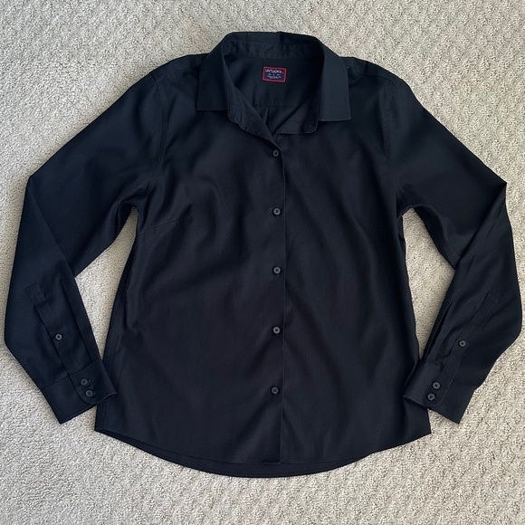 UNTUCKit Tops - UNTUCKit Women's 100% Cotton Long Sleeve Button-Down Blouse Black 6 Classic